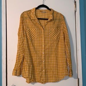 Yellow and White Old Navy Button Down Shirt